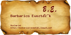 Barbarics Euszták névjegykártya
